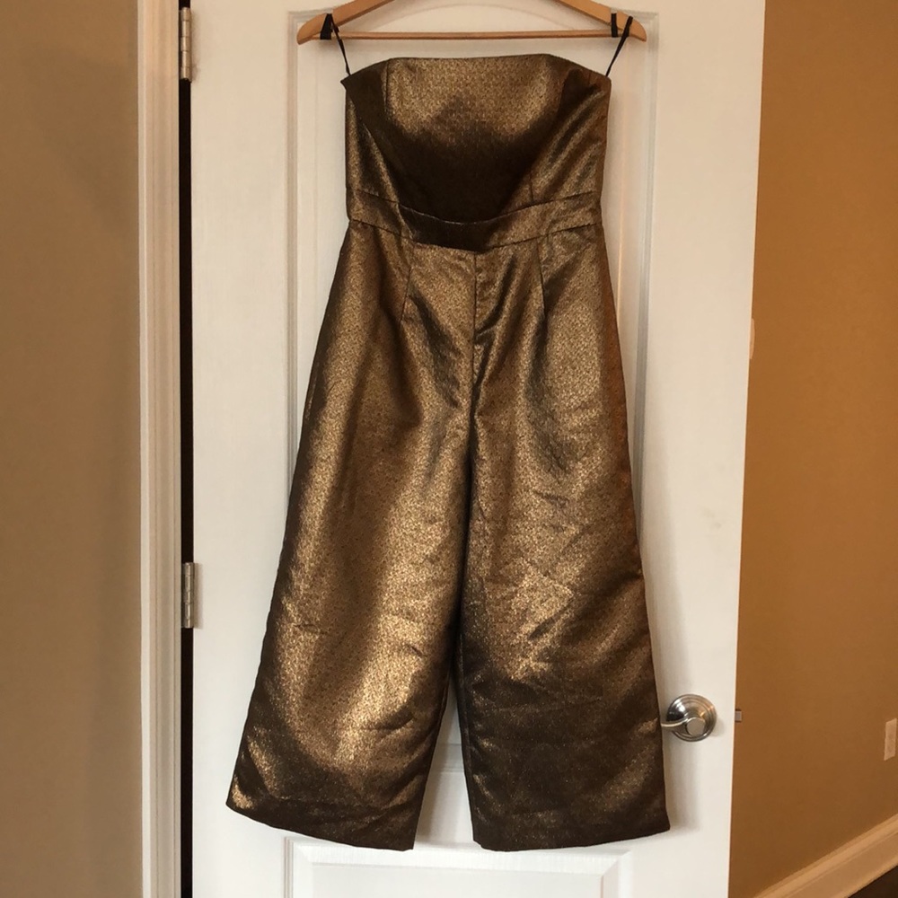 Hutch x Anthropologie Quinn Copper Metallic Wide Leg Jumpsuit, Size 2.